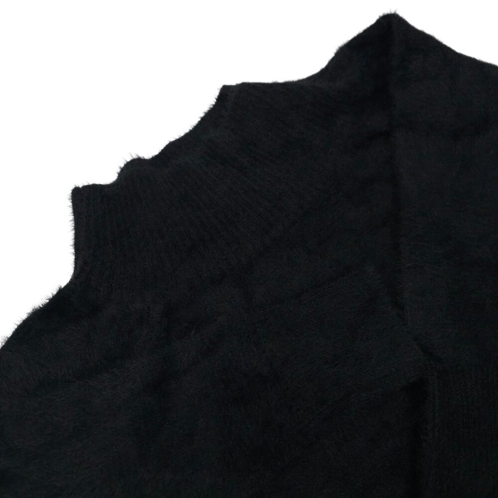 Loft Sweater Fuzzy Womens L Pullover Ribbed Wide Mock Neck Essential Tunic NEW